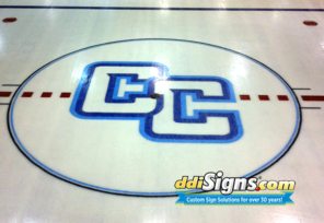 Ice logo stencil for painting on rinks ice surface