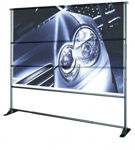Telescoping Adjustable Banner Stand with Cross Bar. Telescoping Step and Repeat