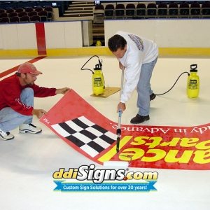 DDI Signs IceFab In Ice Logo for Hockey Rink. IceFab Fabric Ice Logos