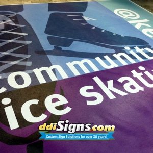 DDI Signs IceFab Mesh Under Ice Logo for a community ice rink