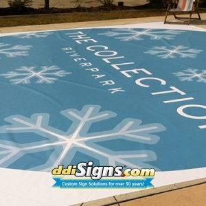 DDI Signs IceFab center ice mesh logo for outdoor ice rink.