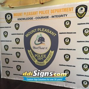 DDI Signs Pop Up Banner Display Police. Police Department Step and Repeat Backdrop. Police Press Conference Backdrop. Police Media Backdrop.