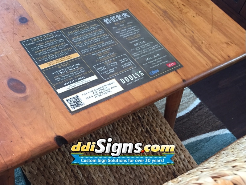 Counter and Table Menu and QR Scan Code Decal