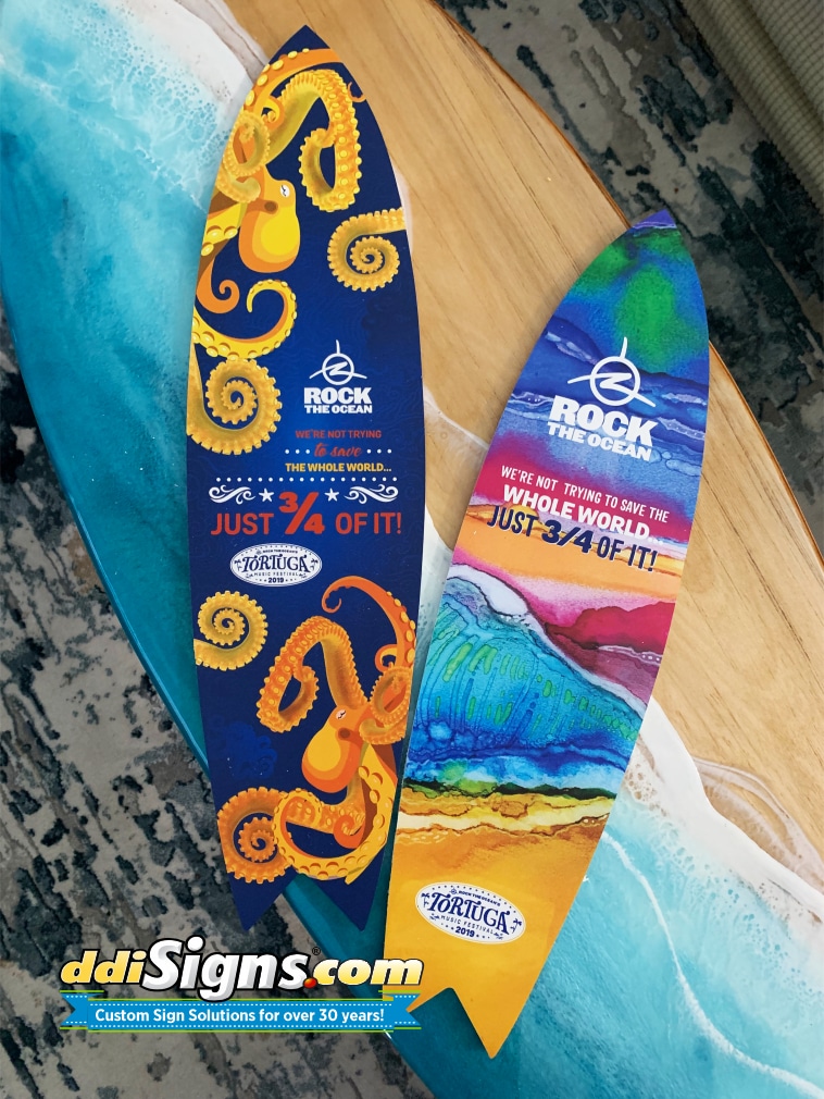 PVC Printed Signs in Surfboard Shapes